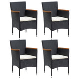 5 Piece Garden Dining Set Black