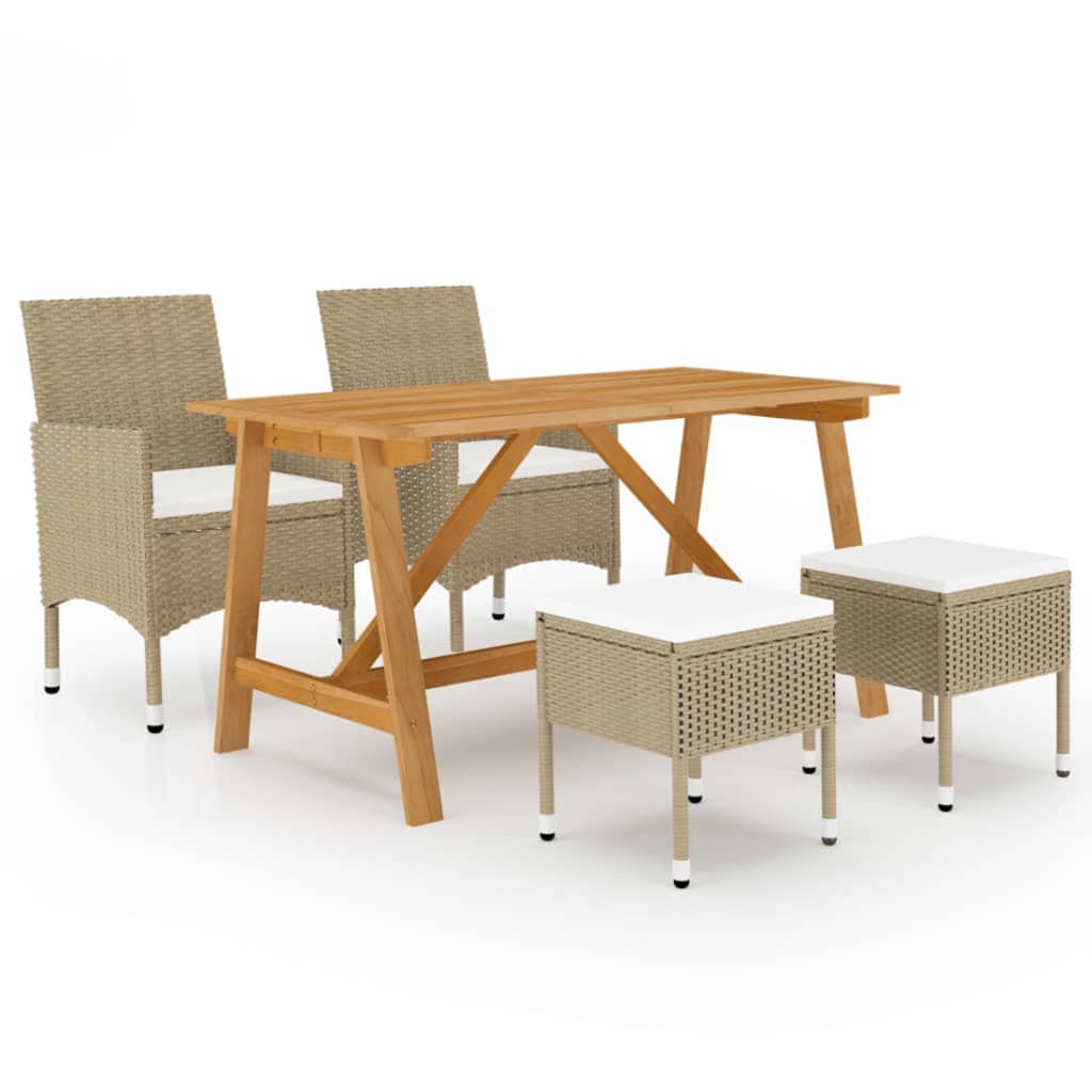 5 Piece Garden Dining Set Beige