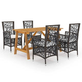 5 Piece Garden Dining Set Brown