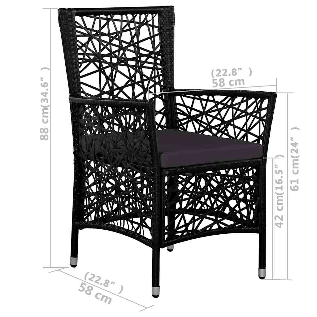 5 Piece Garden Dining Set Black