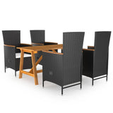 5 Piece Garden Dining Set Black