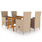 5 Piece Garden Dining Set Beige