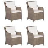 5 Piece Garden Dining Set Brown - Front View