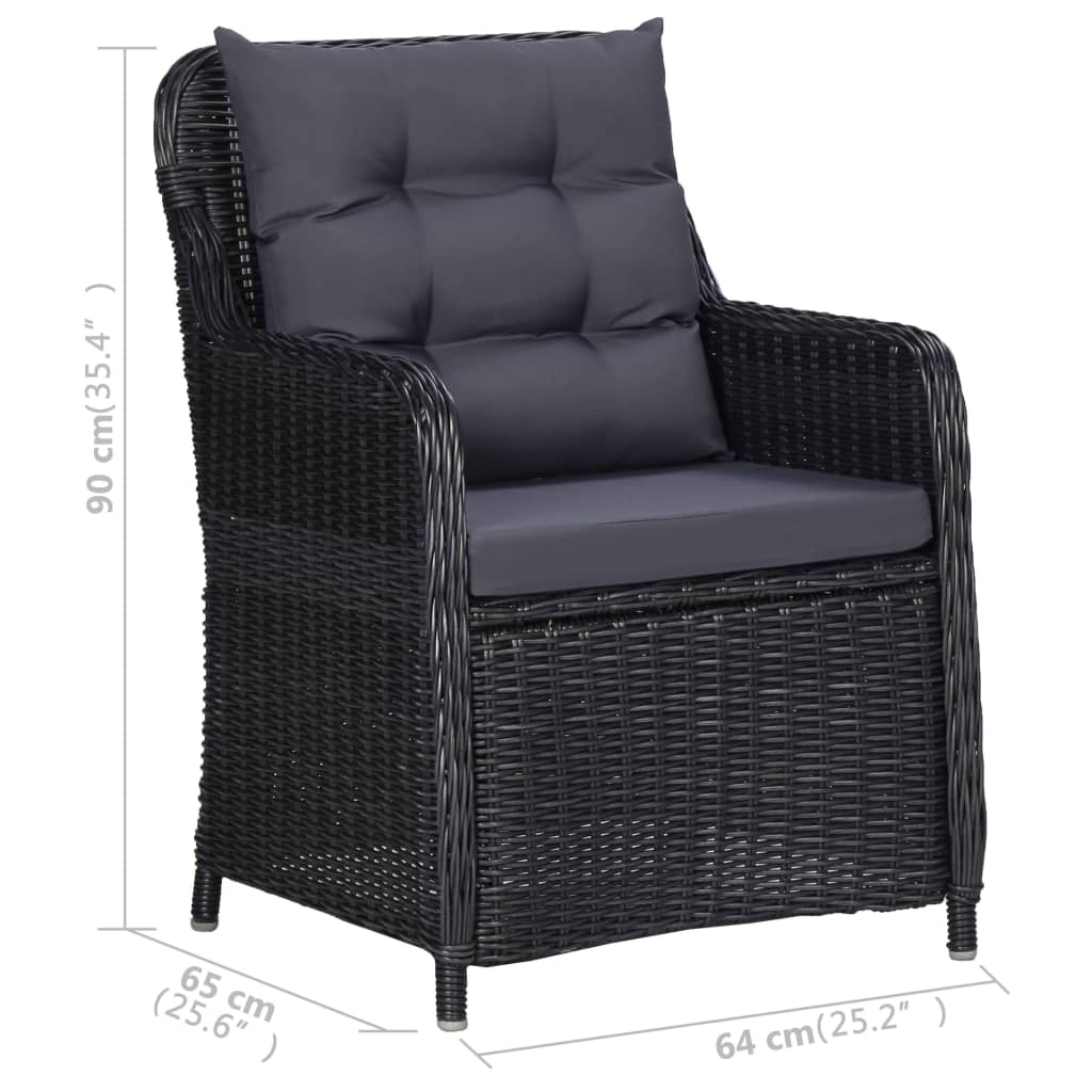 5 Piece Garden Dining Set Black