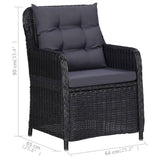 5 Piece Garden Dining Set Black