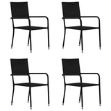 5 Piece Garden Dining Set Black - Front View