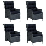 5 Piece Garden Dining Set Dark Grey - Front View