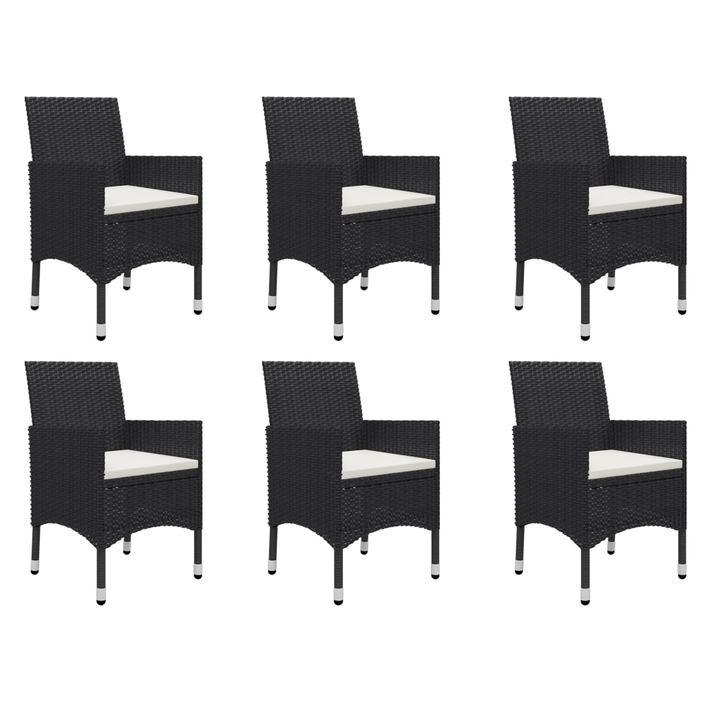 7 Piece Garden Dining Set Black