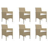 7 Piece Garden Dining Set Beige - Close-Up Angle