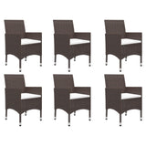 7 Piece Garden Dining Set Brown - Close-Up Angle