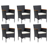 7 Piece Garden Dining Set Black