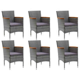 7 Piece Garden Dining Set Grey