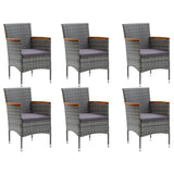 7 Piece Garden Dining Set Grey - Close-Up Angle