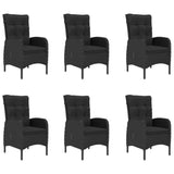 7 Piece Garden Dining Set Black - Close-Up Angle
