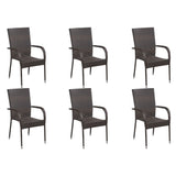 7 Piece Garden Dining Set Brown - Close-Up Angle