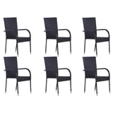 7 Piece Garden Dining Set Black