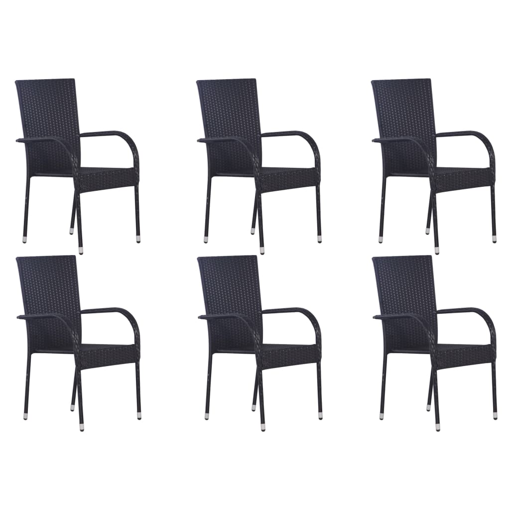 7 Piece Garden Dining Set Black