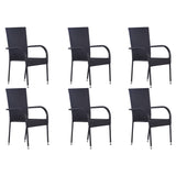 7 Piece Garden Dining Set Black - Rear View