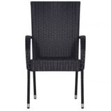 7 Piece Garden Dining Set Black
