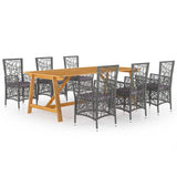 7 Piece Garden Dining Set Grey
