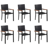 7 Piece Garden Dining Set Black - Close-Up Angle