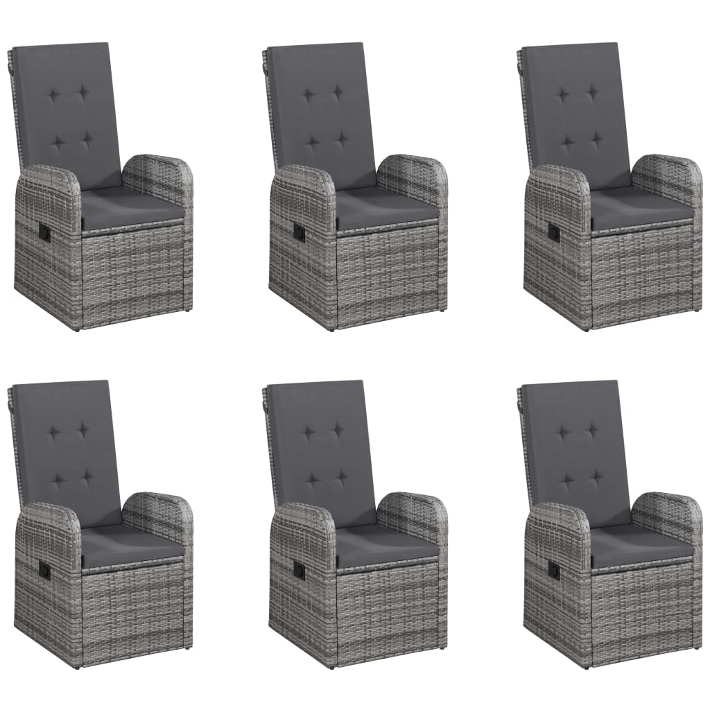 7 Piece Garden Dining Set Grey