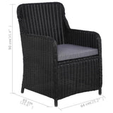 7 Piece Garden Dining Set Black