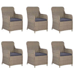 7 Piece Garden Dining Set Brown