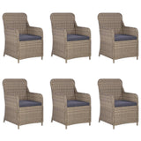 7 Piece Garden Dining Set Brown - Front View