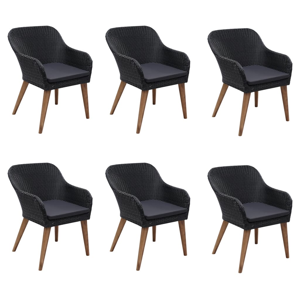 7 Piece Garden Dining Set Black