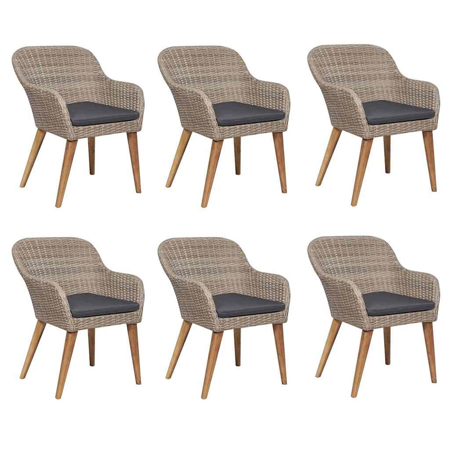 7 Piece Garden Dining Set Brown