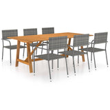 7 Piece Garden Dining Set Grey