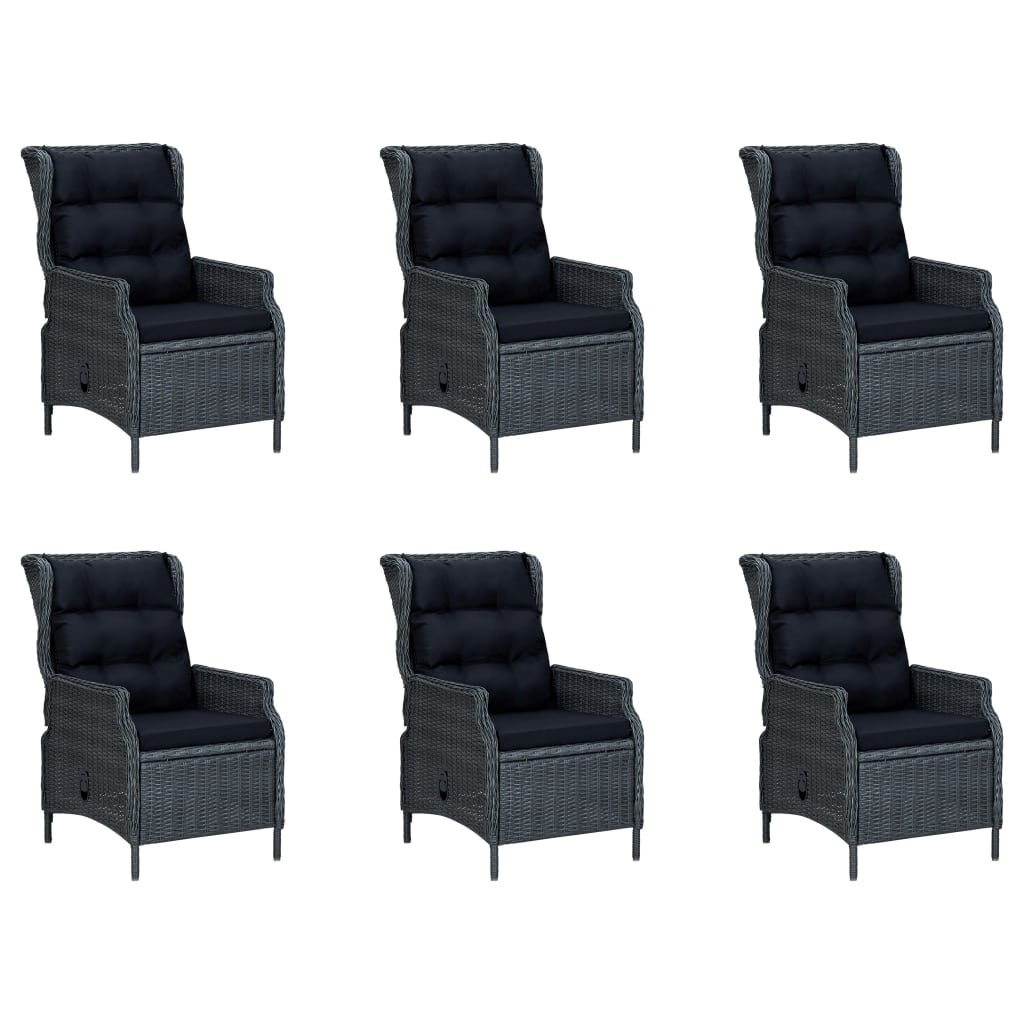 7 Piece Garden Dining Set Dark Grey