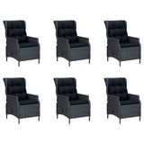 7 Piece Garden Dining Set Dark Grey - Rear View