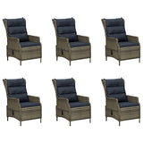 7 Piece Garden Dining Set Brown - 45-Degree Angle