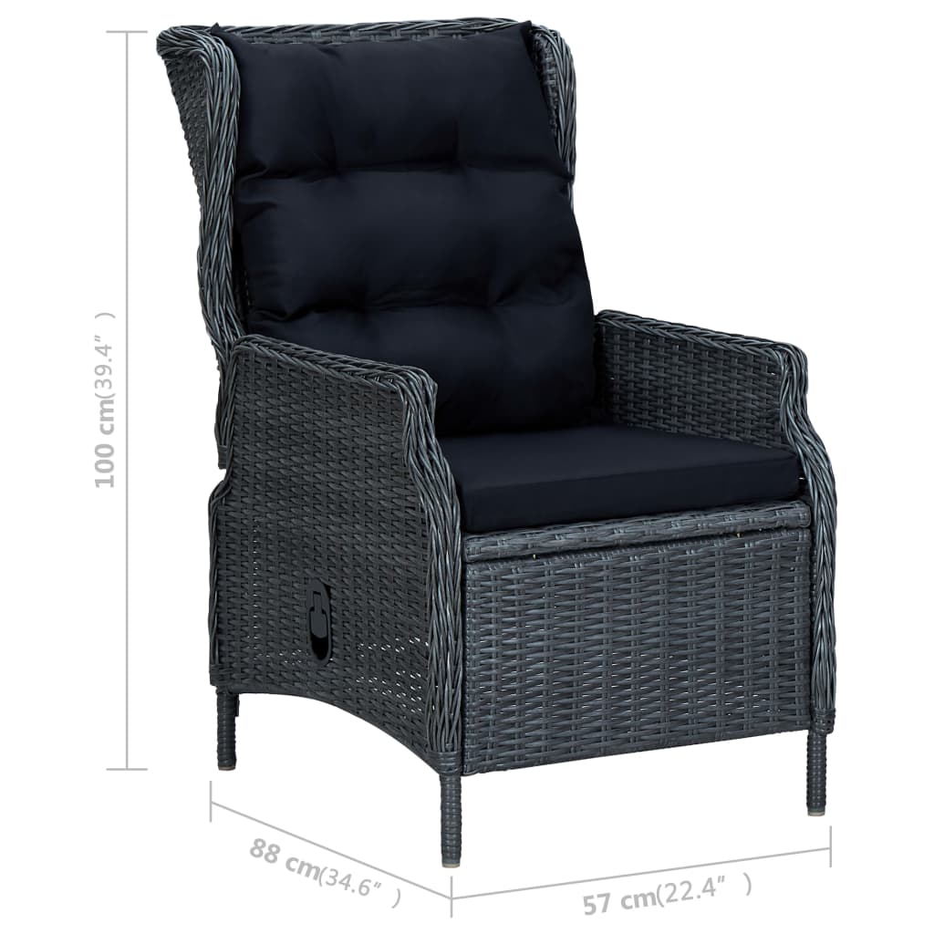 9 Piece Garden Dining Set Dark Grey