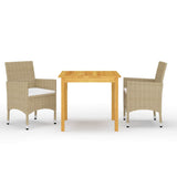 3 Piece Garden Dining Set Beige