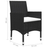5 Piece Garden Dining Set Black