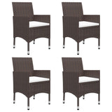 5 Piece Garden Dining Set Brown - 45-Degree Angle