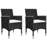 3 Piece Garden Dining Set Black
