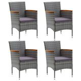 5 Piece Garden Dining Set Grey - 45-Degree Angle