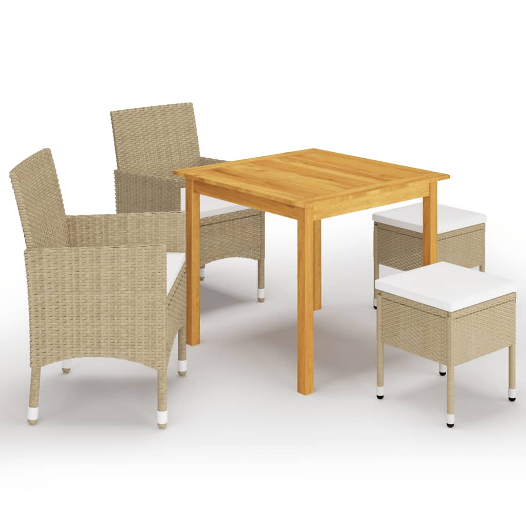 5 Piece Garden Dining Set Beige