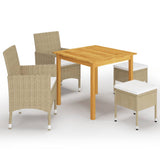5 Piece Garden Dining Set Beige