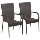 3 Piece Garden Dining Set Brown - 45-Degree Angle