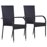 3 Piece Garden Dining Set Black - 45-Degree Angle