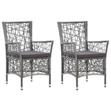 3 Piece Garden Dining Set Grey - Front View