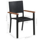 3 Piece Garden Dining Set Black - Extra Image