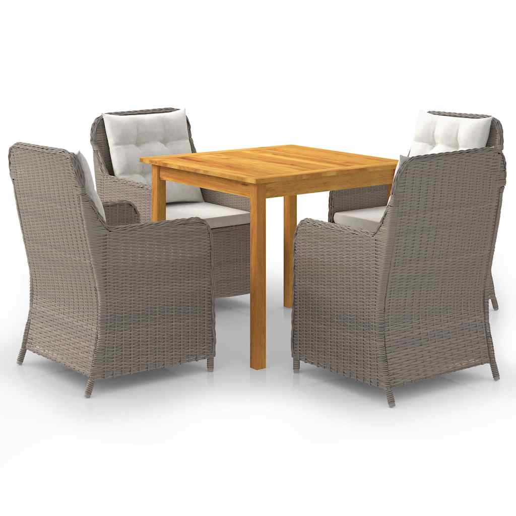 5 Piece Garden Dining Set Brown