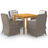 5 Piece Garden Dining Set Brown
