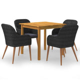 5 Piece Garden Dining Set Black
